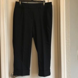 Black, cuffed, Capri trousers, comfortable elastic